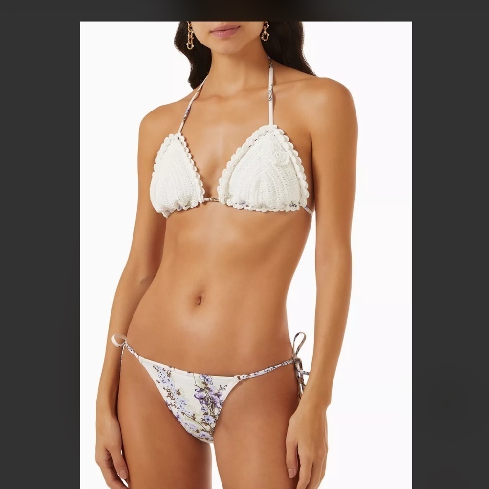 ZIMMERMANN Jude Crochet Triangle Bikini Set in Cotton & Lycra Size 8 NWT